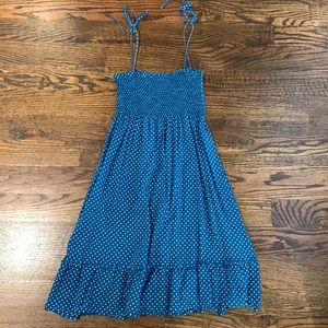 J Crew size s blue and white polka dot smocked dress